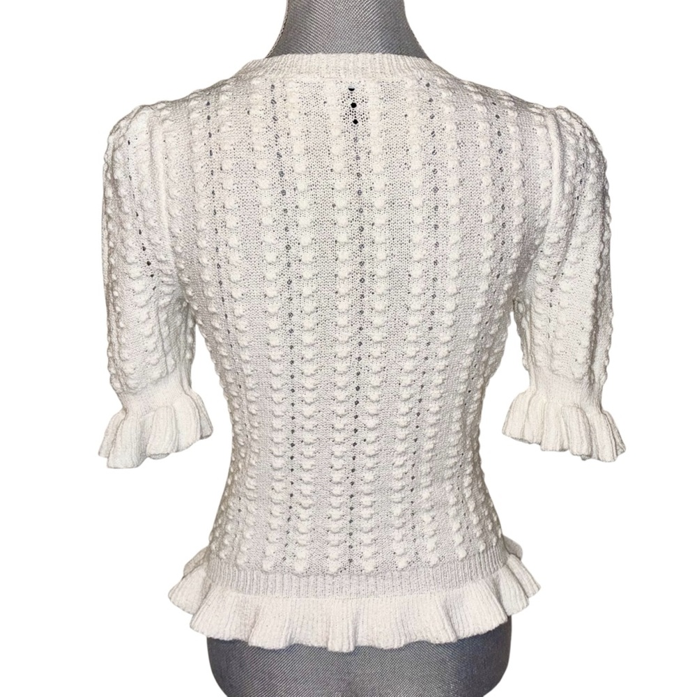 INC International Concepts Cream Knit Ruffle Hem Sweater - Picture 4 of 11